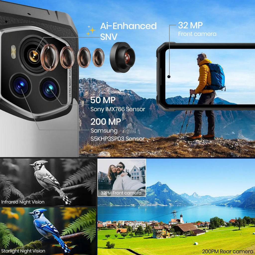 FOSSiBOT F107PRO Rugged Smartphone Infrared Night Vision 28000mAh 66W, 5G mobile phone with 50M Flashlight 12GB+512GB Android 15