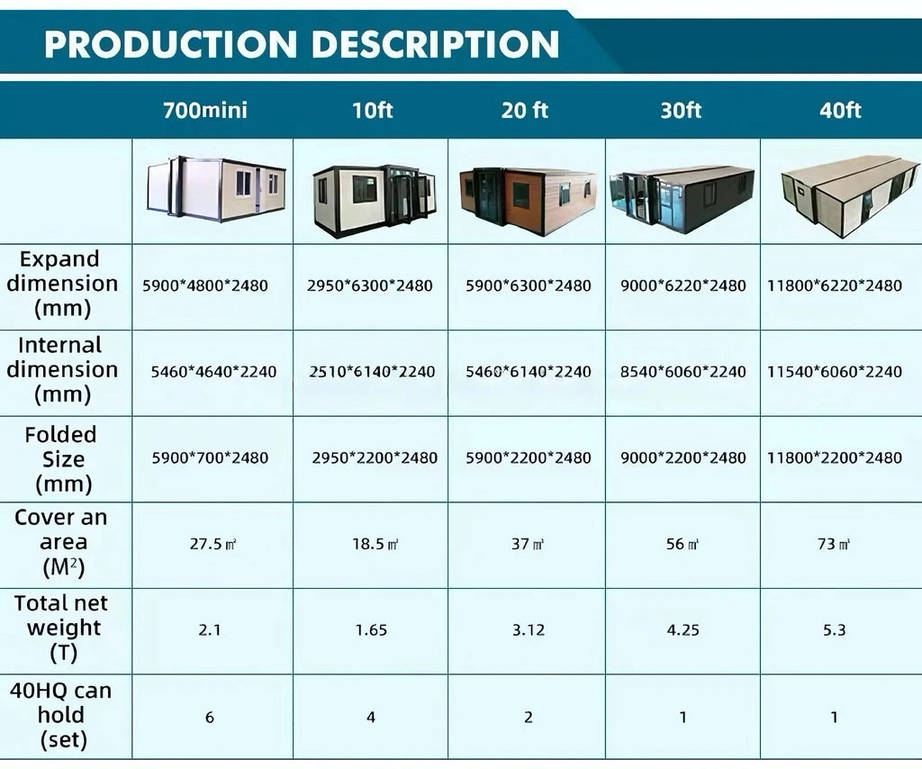 Factory Direct Foldable House 20ft 30ft 40ft Prefab Modular Villa 2-3 Bedroom with Kitchen Bathroom Outdoor Expandable Container