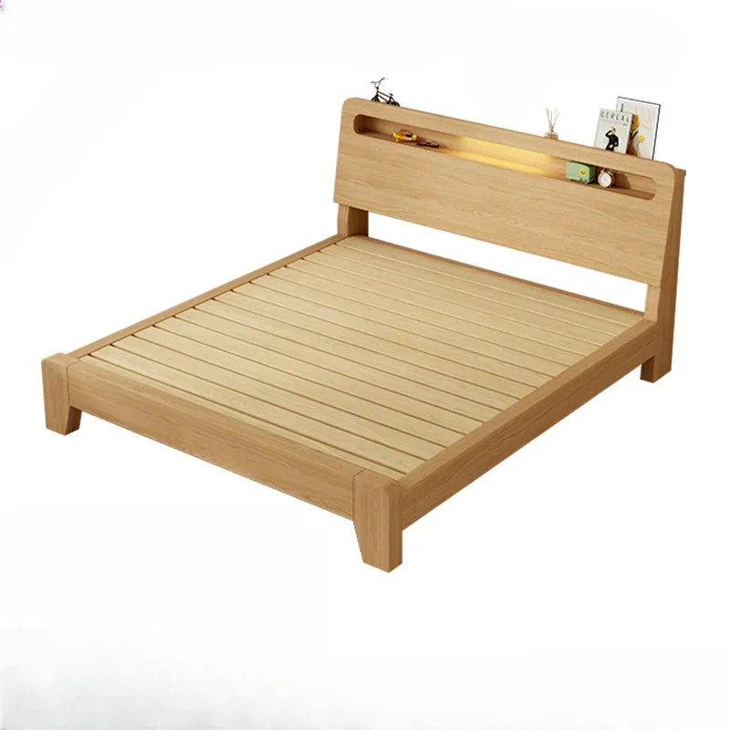 Nordic Luxury Bed Frames Wood High End King Size Low Price Double Bed Frames Headboard Lit Deux Place Furniture For Bedroom