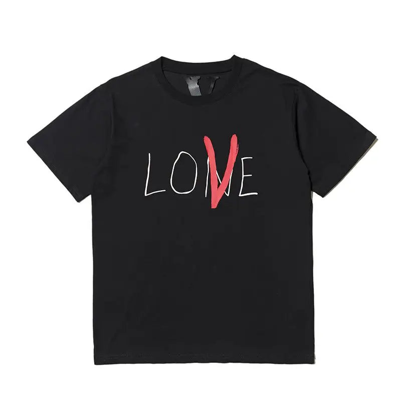 New VLONE LIFE Limited 19ss Letter Print Graffiti LOVE Print Men's and Women's Fashion Brand Short Sleeve Loose T-Shirt