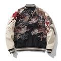 Streetwear Japanese Sukajan Souvenir Baseball Jacket 2025 Autumn Chinese Dragon Embroidered Woolen Patchwork Jacket Coat