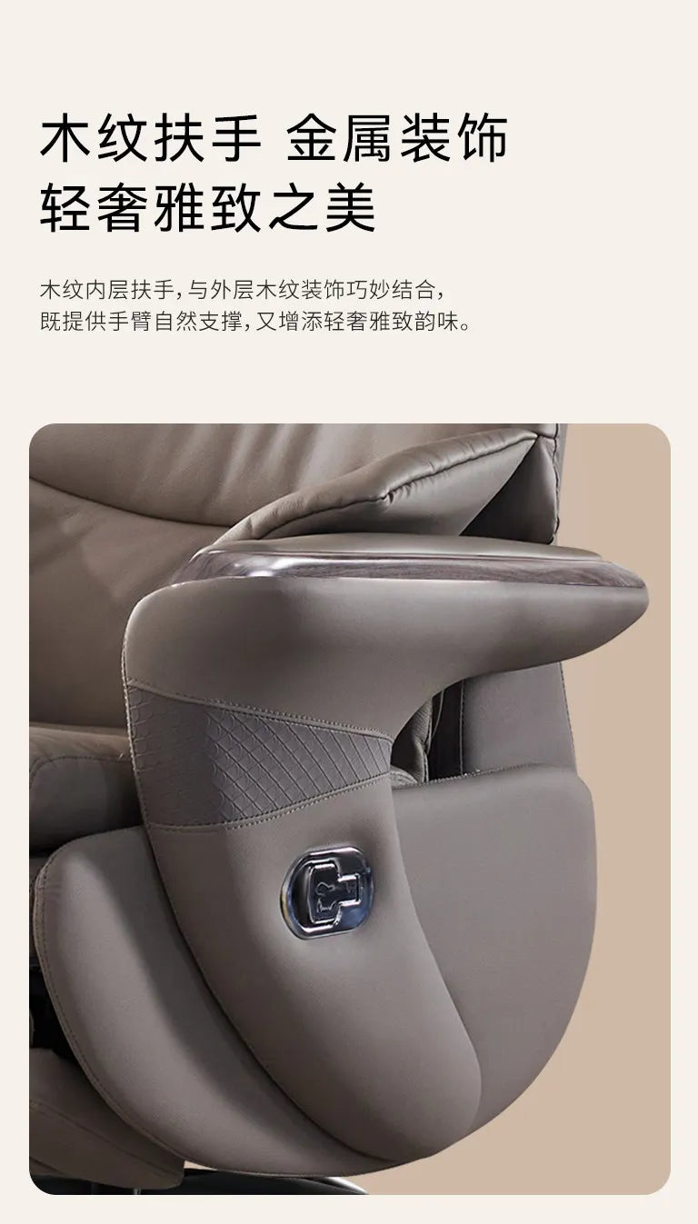 Premium Genuine Leather Executive Office Chair - Electric Massage Gaming Chair with Ergonomic Support for Home and Office JT40