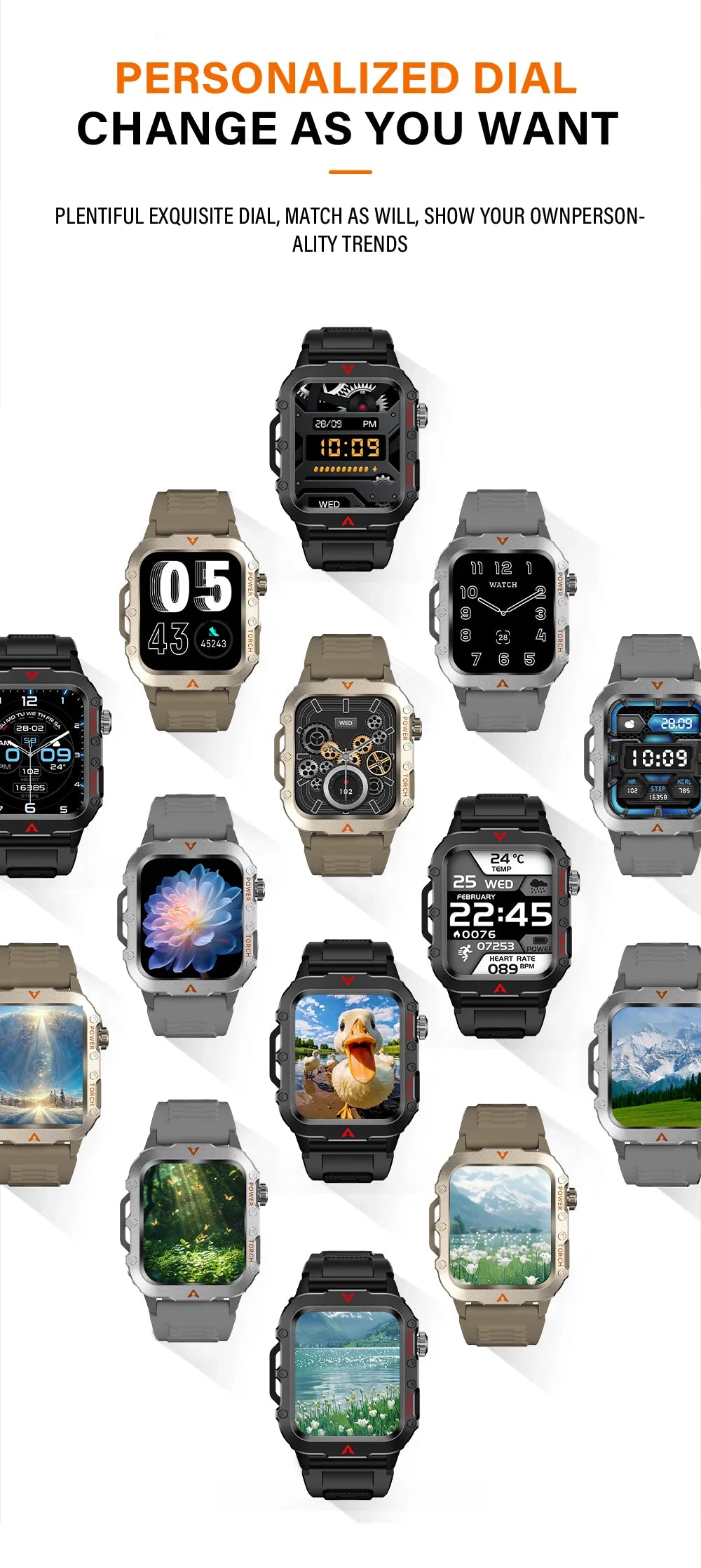 SmartWatch Men Militray Outdoor Sport GPS Fitness Tracker Heart Rate Smart Watch Waterproof New