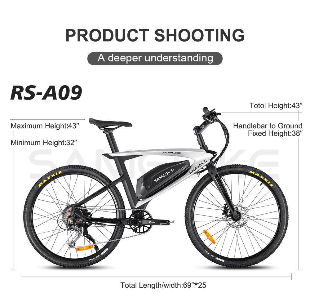 26" Carbon Fiber Electric Mountain E-Bike 500W 15Ah  Speed 48V Down Tube Battery Rear Hub Motor Road Bikes