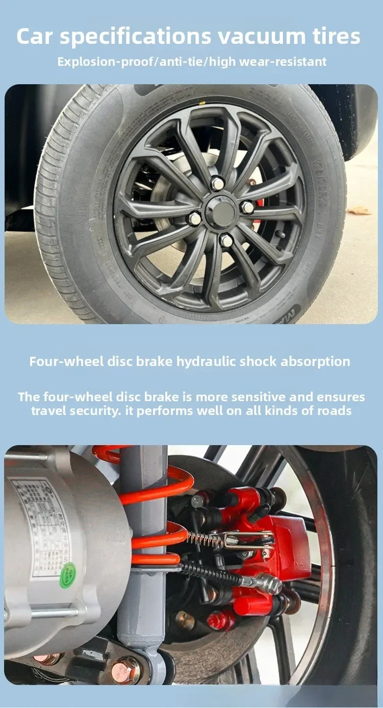 Four-wheeled electric vehicle household old man music adult women low-speed small transport car oil and electricity