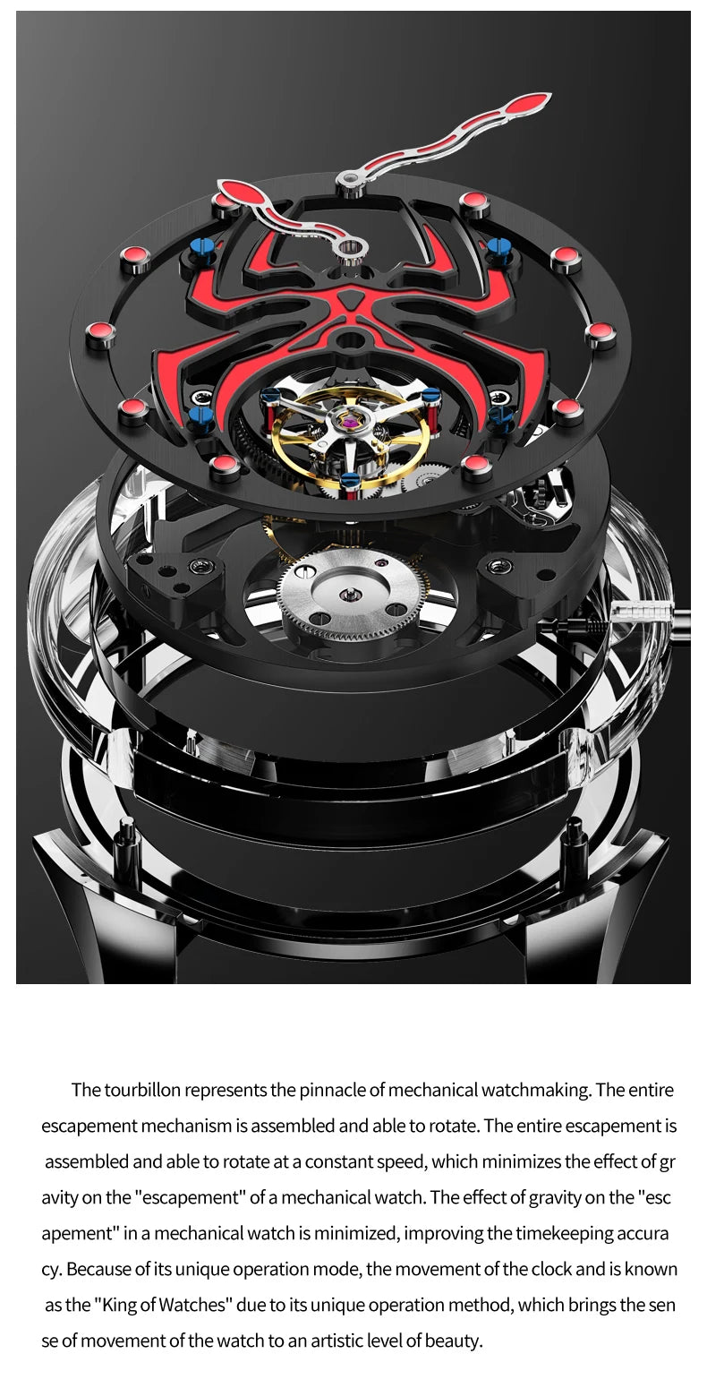 IDEAL KNIGHT 6802 Tourbillon Hollow Men Automatic Mechanical Watch Limited Edition Spider Dial HD Night Light Men Original Watch