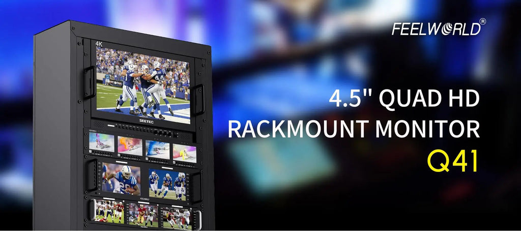 FEELWORLD Q41 Quad 4.5" 2RU Rackmount Monitor 3G-SDI 4KHDMI AV input and output 1280x720 pixels