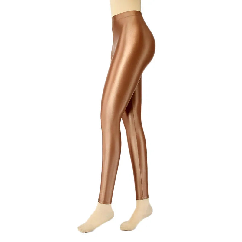 XClocKNYoung satin glossy pants High Waist Sport Women Fitness Shiny Yoga Pants Tights Leggings High Elastic glossy leggings