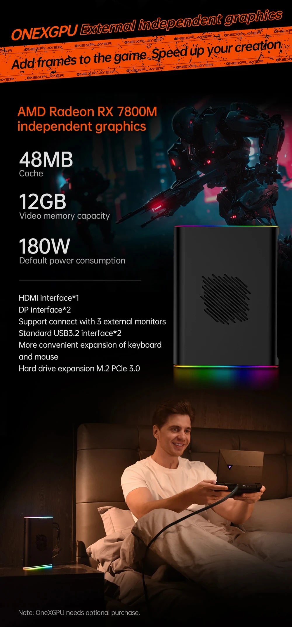 OneXPlayer G1 8.8" AMD Ryzen AI 9 HX 370 Handheld Gaming Console 2-in-1 Laptop Portable UMPC with Magnetic Keyboard