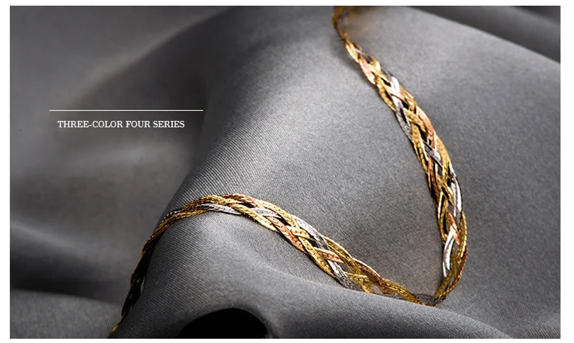 18k Gold Necklace New Weaving Wide Chain Unisex Women Men Girl Party Wedding Jewelry Trendy Hot Sale 2025 New Good Real 750 nice