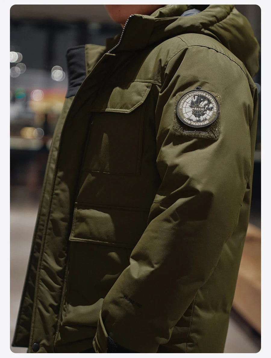 SIMWOOD 2026 Spring Winter New 90% White Goose Down Coats Men Warm Hooded Outdoor Water-repellent Quality Jackets