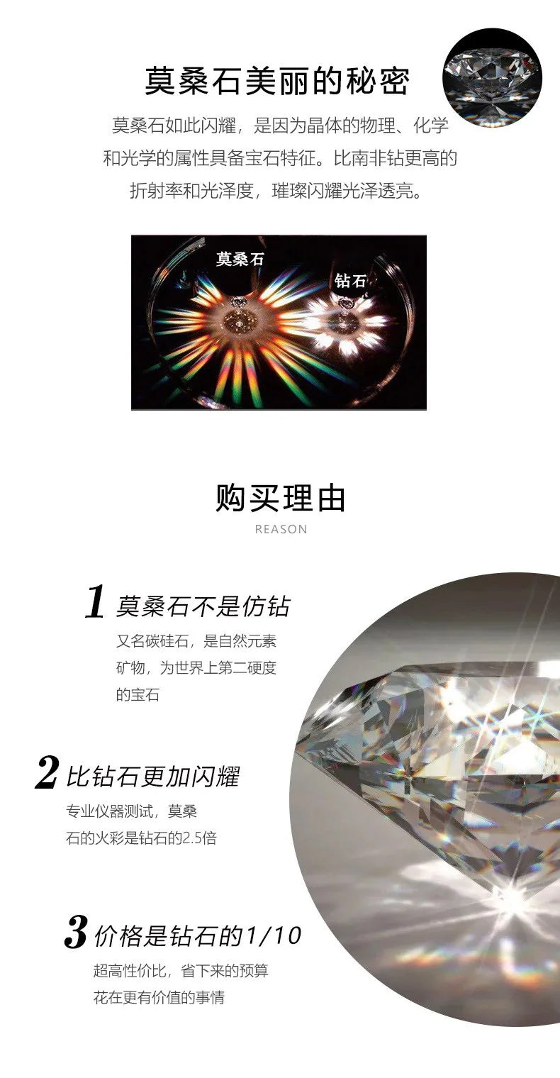 Bulk High-End Hip-Hop Necklace, PT950 Platinum Moissanite Tennis Style, Unisex Aesthetic Luxury Jewelry