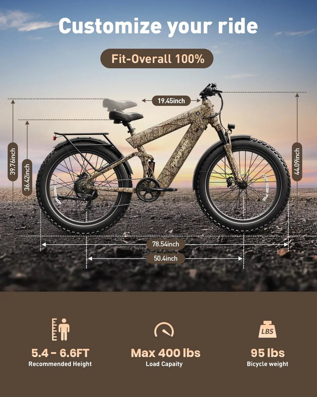PUCKIPUPPY Bulldog Dual Battery E-bike 1350W 48V 30AH With Luxury Accessory Pack And Extra 15Ah Battery Electric Mountain Bike