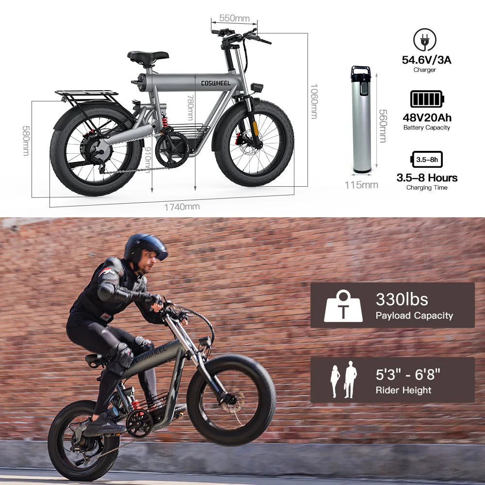 Electric bike Peak 1500W T20 48V20AH Detachable battery adult Hydraulic brakes Electric Bicycle Off-road 45km/h Speed E-bike