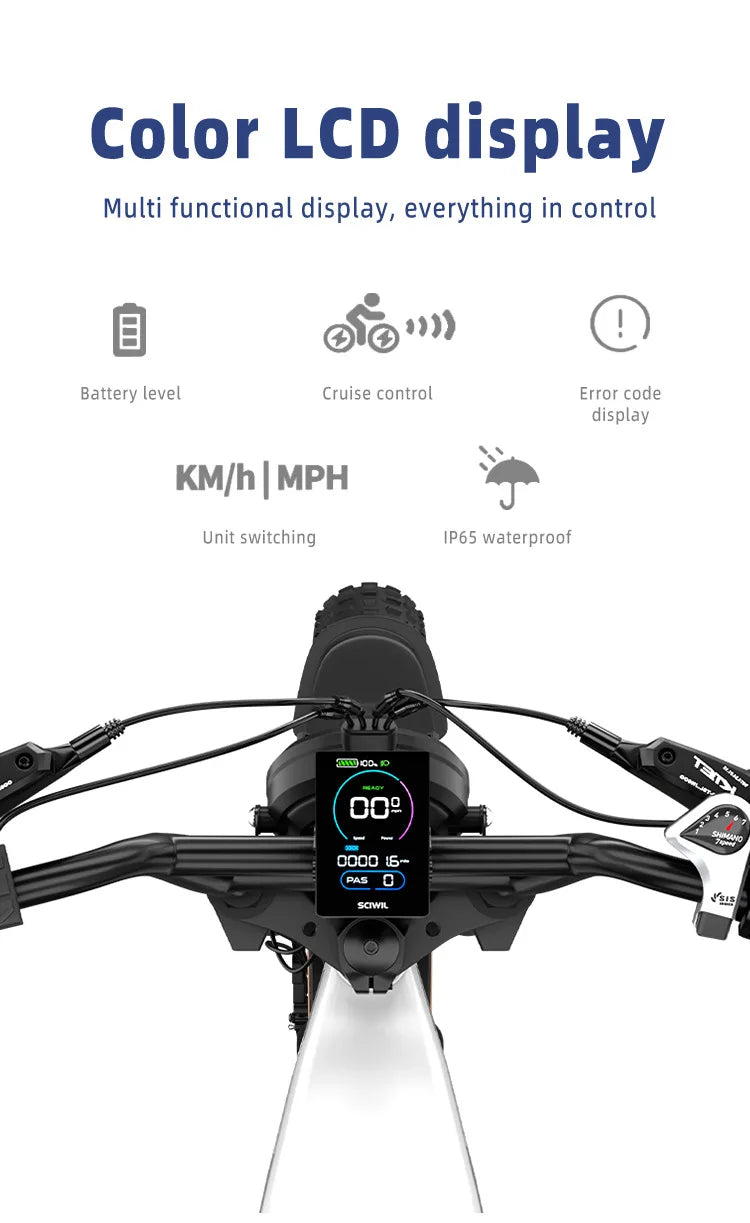 E-Bike 1500W Motor 52V20AH All-terrain Fully Suspended Off-road Motorcycle Electric Bike 20*4.0-inch Fat Tire  Electric Bicycle