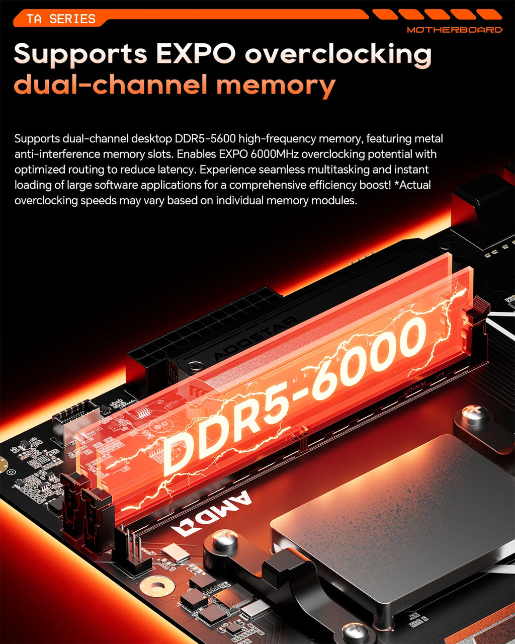 Aoostar TA95X3D MoDT Motherboard R9 9955HX3D  144MB 3D V-Cache PCIe 5.0 M-ATX Gaming Mainboard