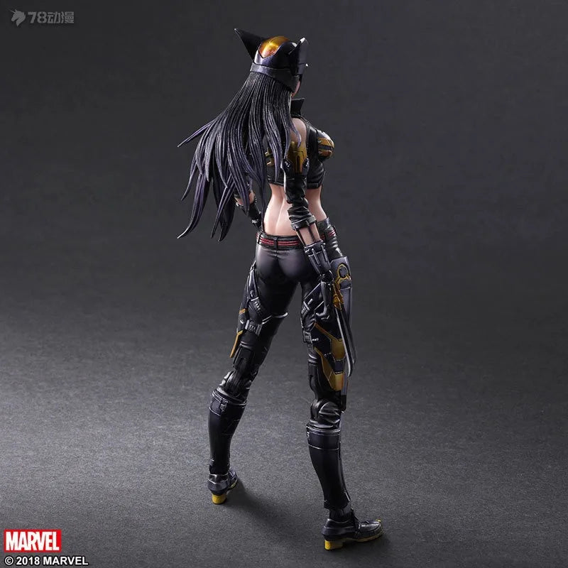 SQEX Original PlayArts Changes Series Marvel Comics Female Wolverine Anime Action Figure Model Toy Model Ornaments Gifts for Boy