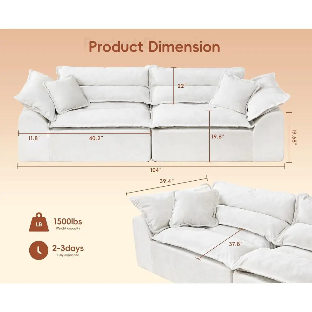 3 Seater Sectional Sofa with Removable Cushions for Living Room