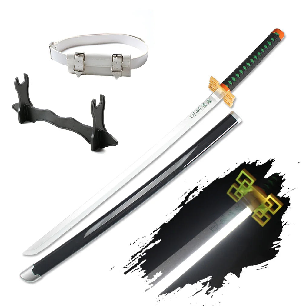 41″ LED Light Up  Sword Katana Japanese Anime Cosplay Samurai Swords Tanjiro Nichirin Sword withholder And Belt