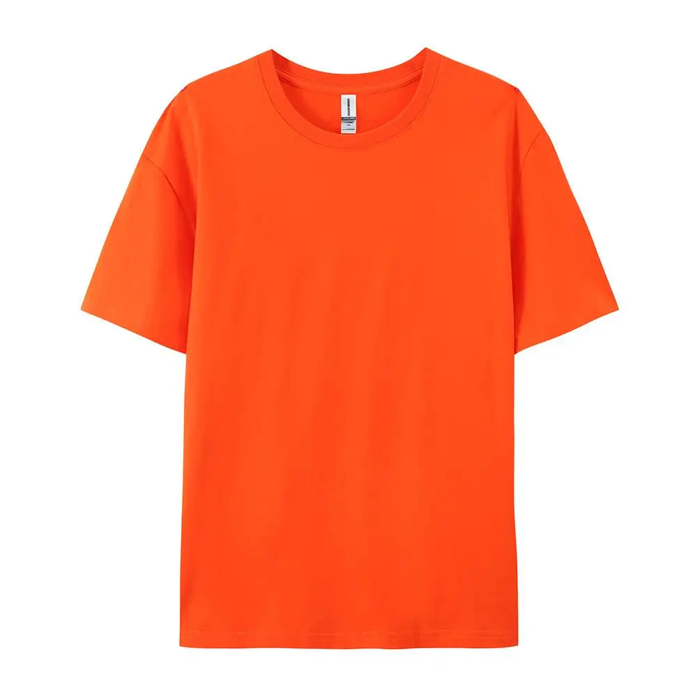 100% Cotton Solid Color T-Shirts Men Woman Short Sleeve Fashion Brand Trend Casual Soft Clothing Tees Breathable Summer Tops