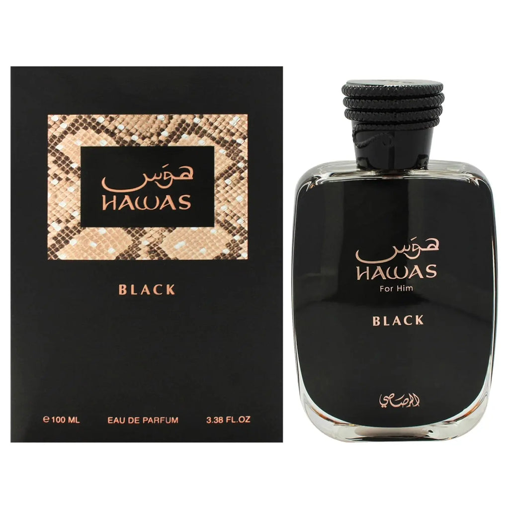 RASASI Hawas Black EDP Men's Perfume 3.38 Fluid Ounces - Ideal for Halloween Christmas Gifts And Lovers