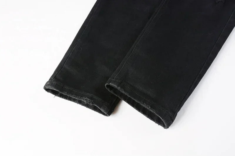 2025 KSUBI Men Personality Multi-style Low Rise Elastic Skinny Denim Pants American Style Ripped Trousers Jeans