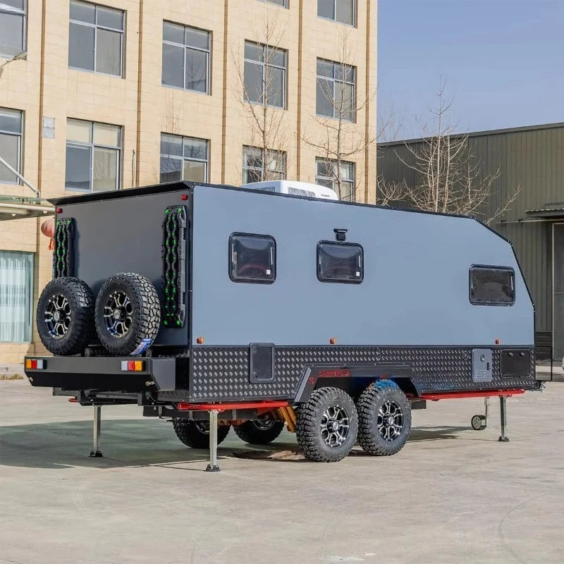 Customized Off Road Small Family Camping Caravan RV Camper Trailer With Toilet Reliable For Outdoor Camping Trips