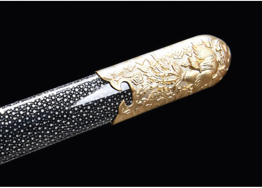 Premium Chinese Han Sword Folded Steel Damascus Blade Sharp Real Full Size Rayskin Scabbard Ready Battle Kongfu Dragon Katanas