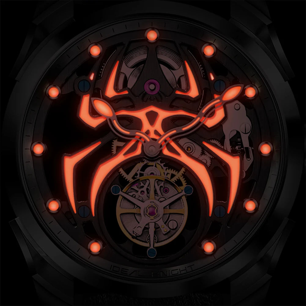 IDEAL KNIGHT 6802 Tourbillon Hollow Men Automatic Mechanical Watch Limited Edition Spider Dial HD Night Light Men Original Watch
