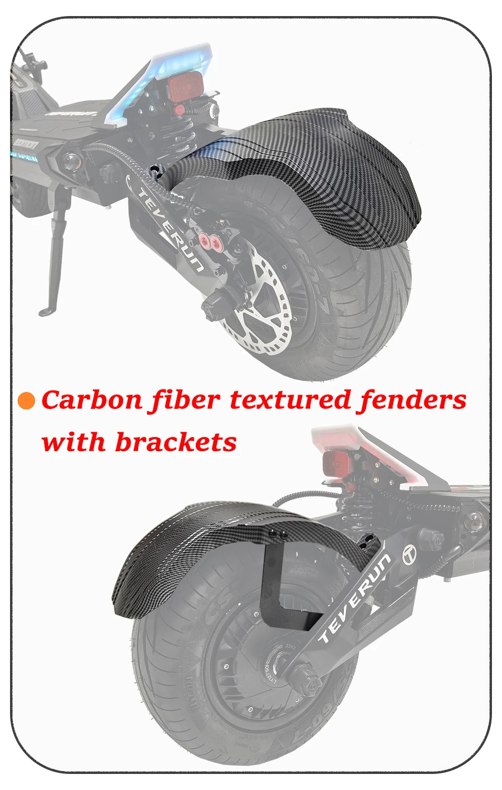 TEVERUN Fighter Supreme+ 7260R V4 2500W*2 Dual Motor 72V 60Ah Battery 4inch Display 4Pistons Brake 13inch Tire Scooter