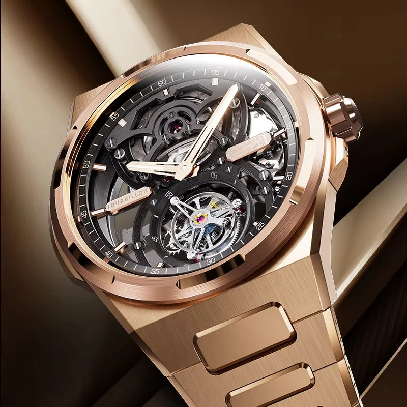 BONEST GATTI Brand BG7004 Mechanical Wristwatches Automatic Movement Luxury Sapphire Watches Skeleton Watches For Men
