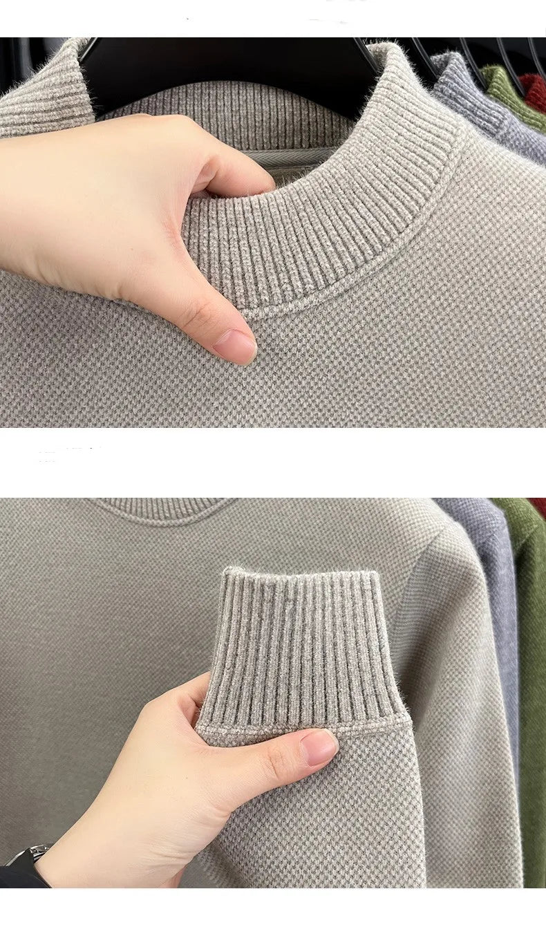 High end brand men's round neck sweater letters cartoon embroidery comfort casual knitted pullover fashion luxurious golf top