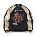 Tokyo Dragon Embroidered Zipper Blue Jacket Streetwear Hip Hop Men's Harajuku Japanese Baseball Coat Clothing
