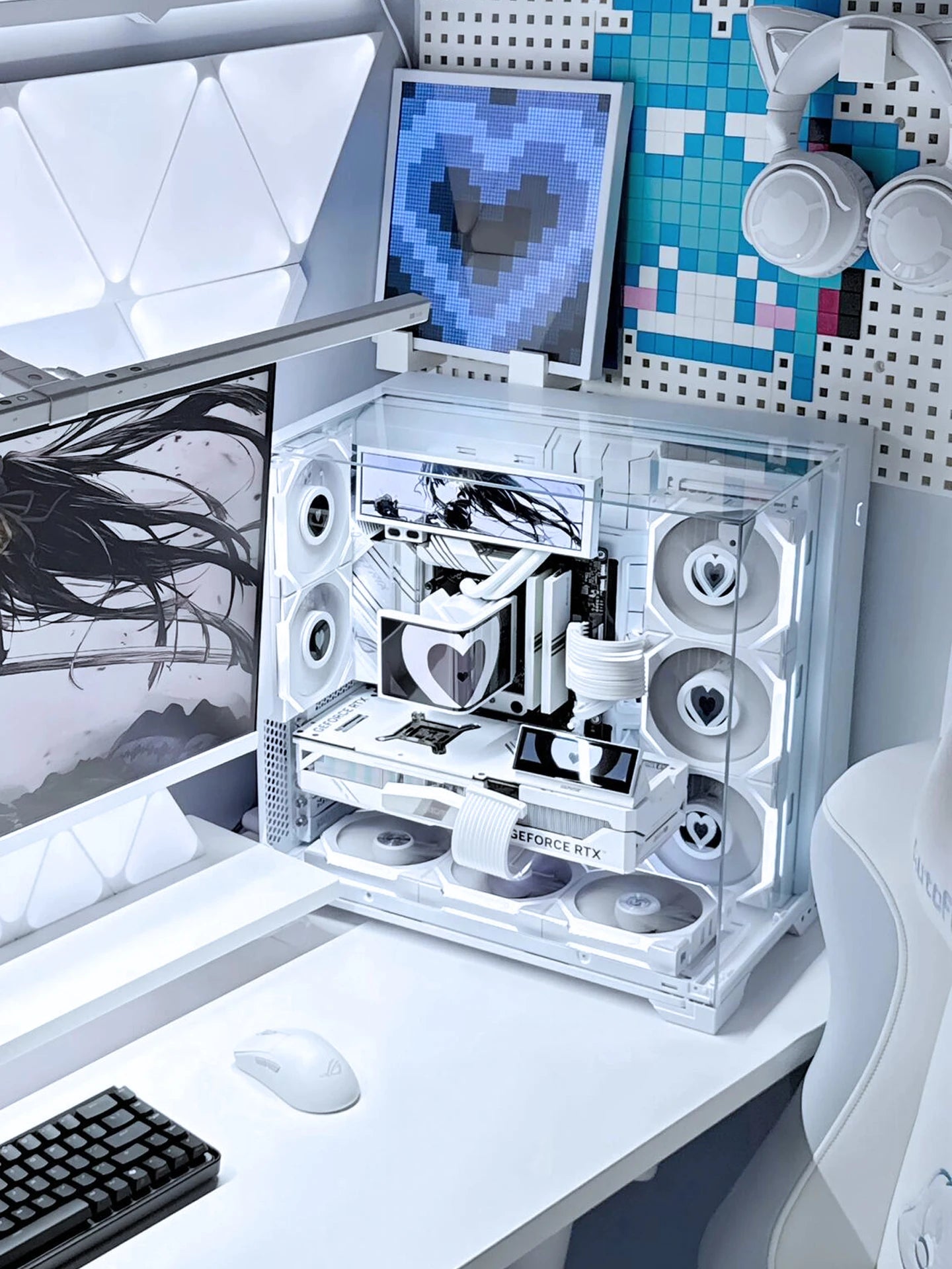Pure white high-end sea view room computer host 9800X3D 5080 appearance desktop
