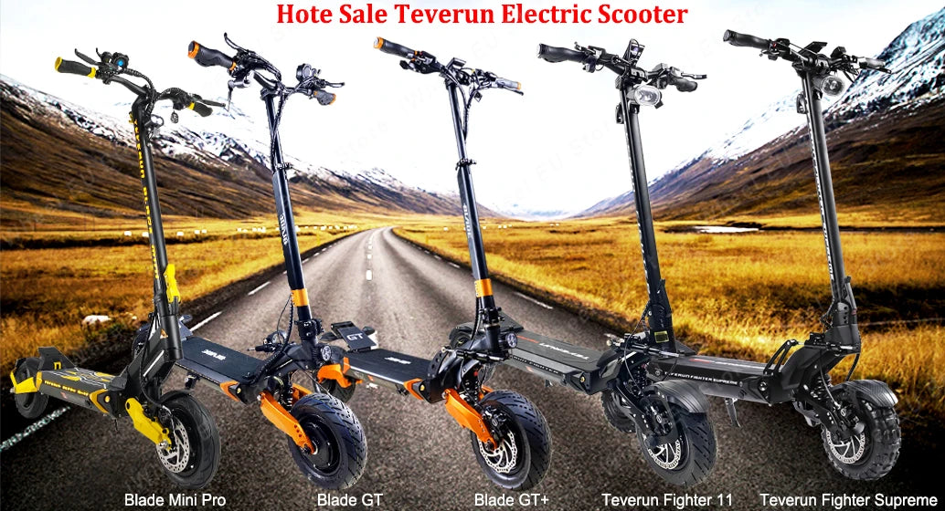 Original Teverun TETRA 4 Motor 60V 60A 4 Inch TFT Display 4*1500W Peak 12000W Top Speed 55km/h 13 Inch Tire Official E-Scooter