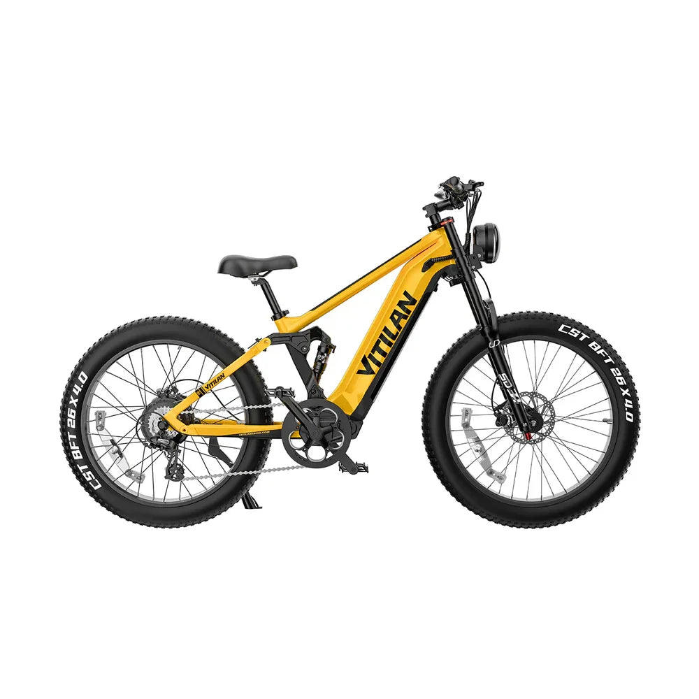 Vitilan T7PRO Full Suspension Mountain E-bike for Adults 1600W Peak Brushless Motor 35mph 52V20Ah E-Bike 90 Nm Electric Bike