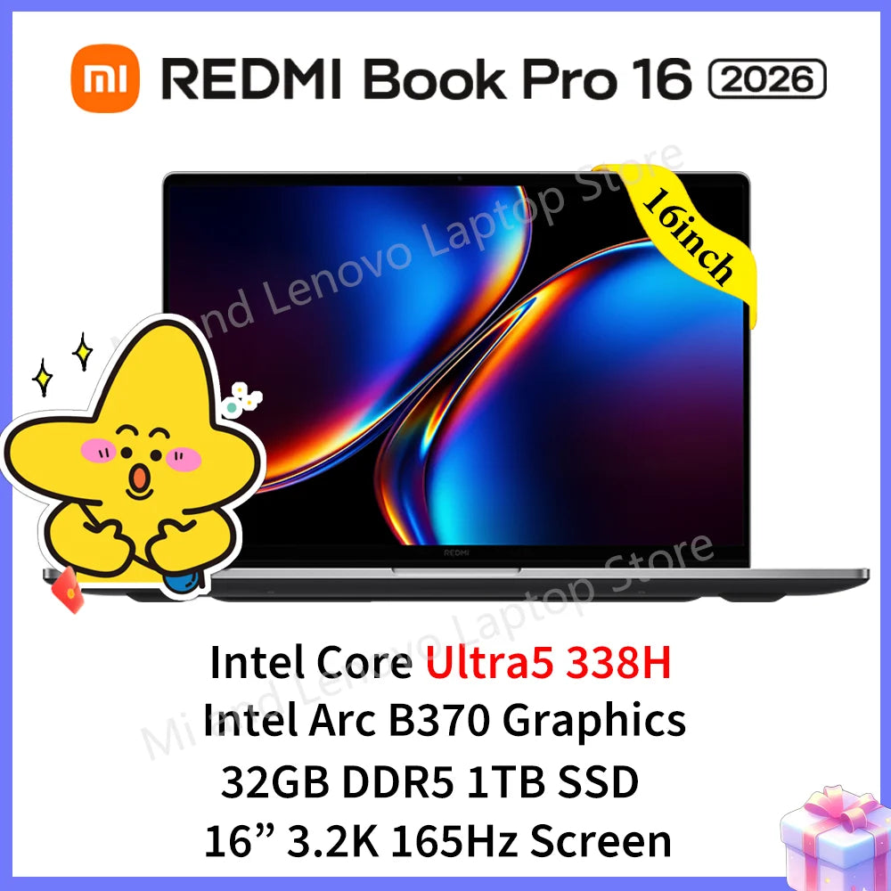 【NEW】Xiaomi REDMI Book Pro 16 2026 Ultra5-338H/UltraX7-358H 32GB+1TB 16inch 3.2K 165Hz Screen