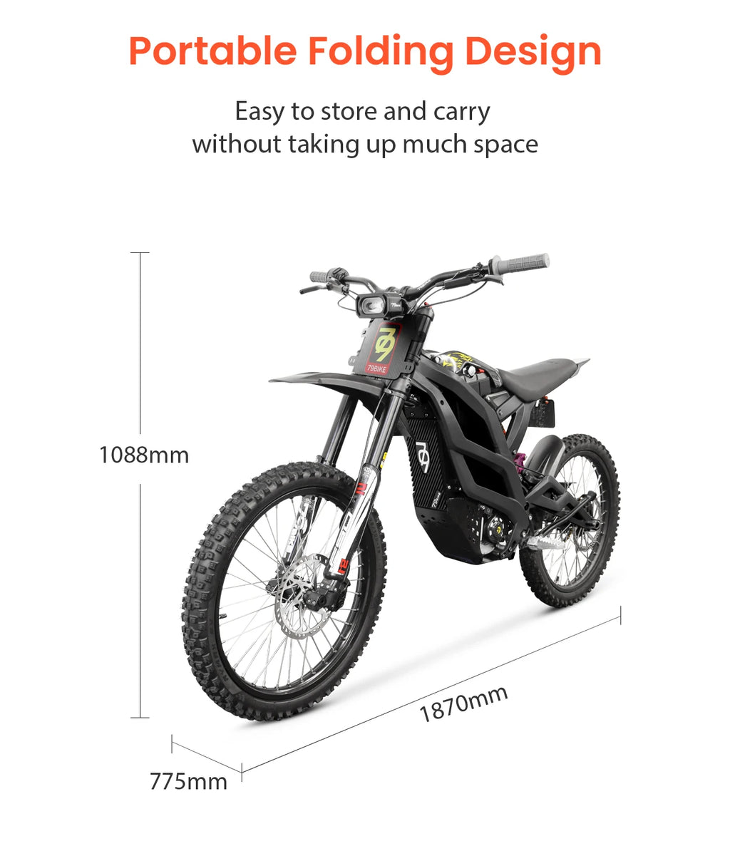 79 BIKE M 8000W High Performance Electric Off-Road Motorcycle - All Terrain Electric Enduro With Dual LED Headlights