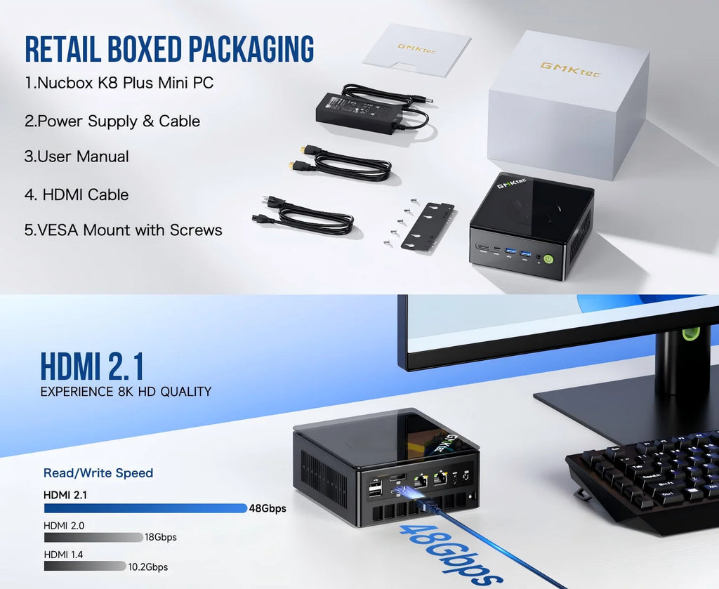 GMKtec Oculink Mini PC K11 K8 Plus M7 AMD R9 8945HS 8845HS 6850H 2*USB4 2*DDR5 2*2.5G LAN Micro Gaming Computer WiFi6 Desktops