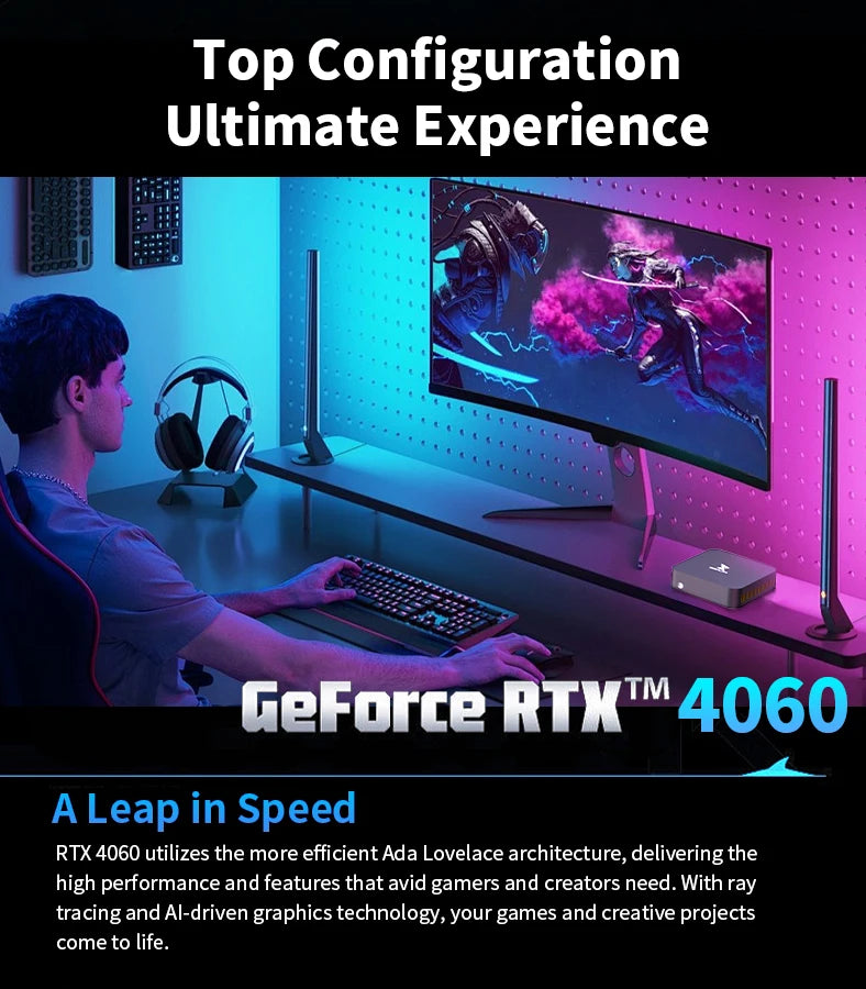 Gaming PC  I7 I9 13th RTX 4050 4060 16 32 64gb DDR5 4K Triple Display Mini Pc All in One  BT5.2G WiFi 6 Mini Pc