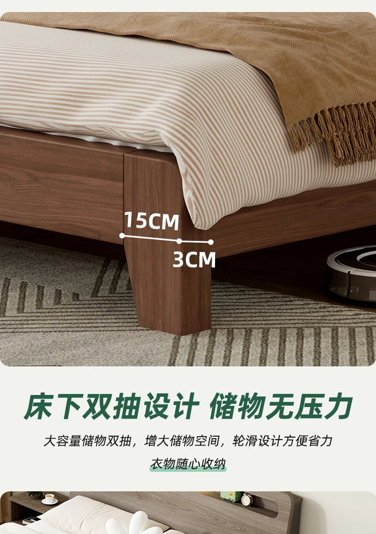 Nordic Luxury Bed Frames Wood High End King Size Low Price Double Bed Frames Headboard Lit Deux Place Furniture For Bedroom