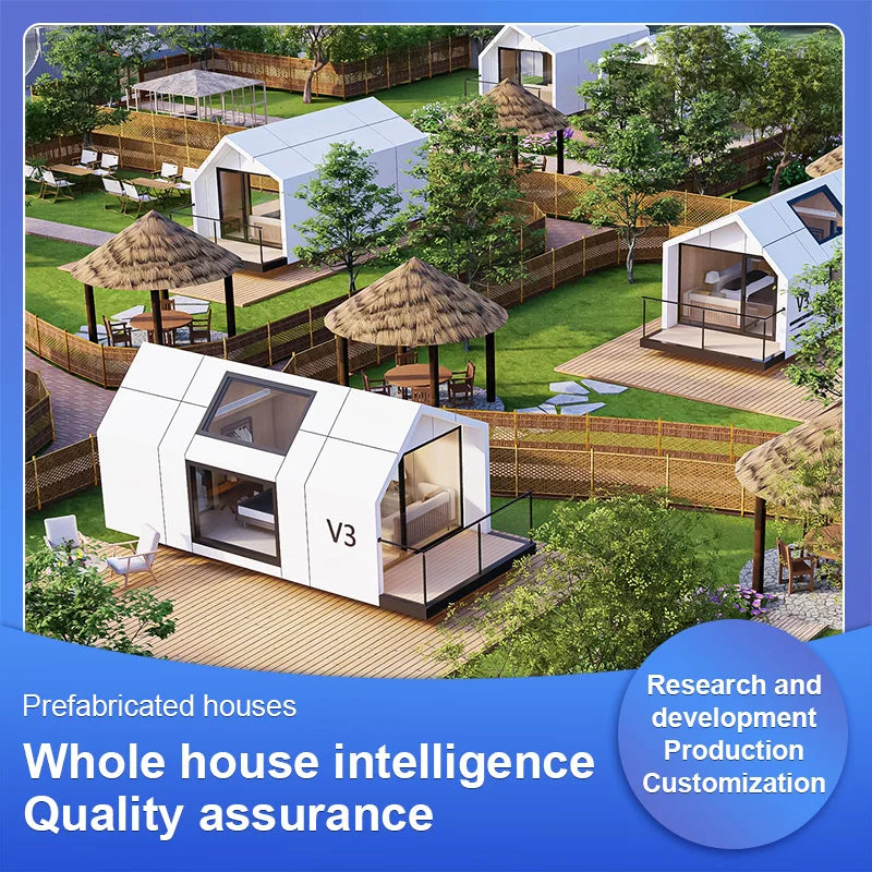 Modern Modular Prefabricated Villa Ready-Made Tiny Steel Structure House Bedroom Balcony Container Capsule Hotel Features