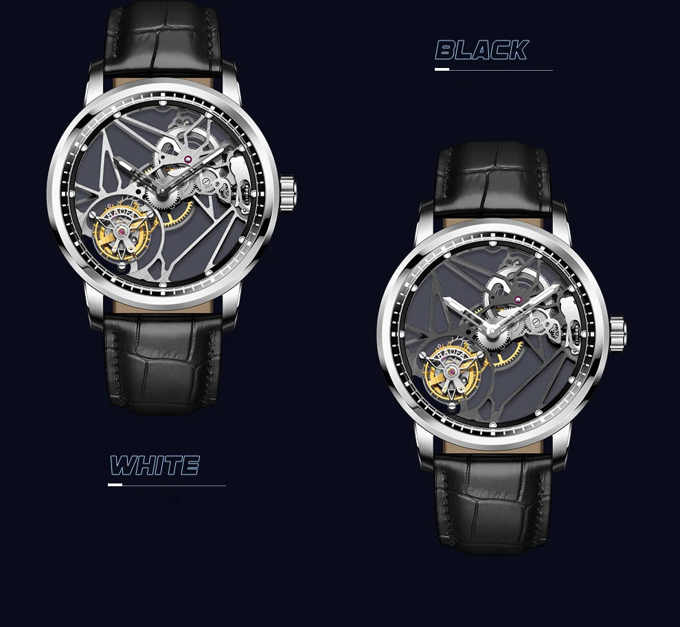 Haofa Skeleton Tourbillon Mechanical Man Watch 1925B Luxury Simple Hollow Tourbillon Movement Men Watches Business