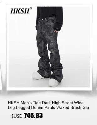 HKSH Autumn New Men Tide Dark Vintage Stylish Damage Waxed Denim Pants Handmade Hole High Street Jeans Straight Chic Ins HK17722