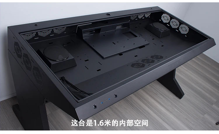 btooer Computer Case All-in-One Desk Cool Sci-fi Water Cooling Irregular Built-in Fully Transparent Large Case E-sports