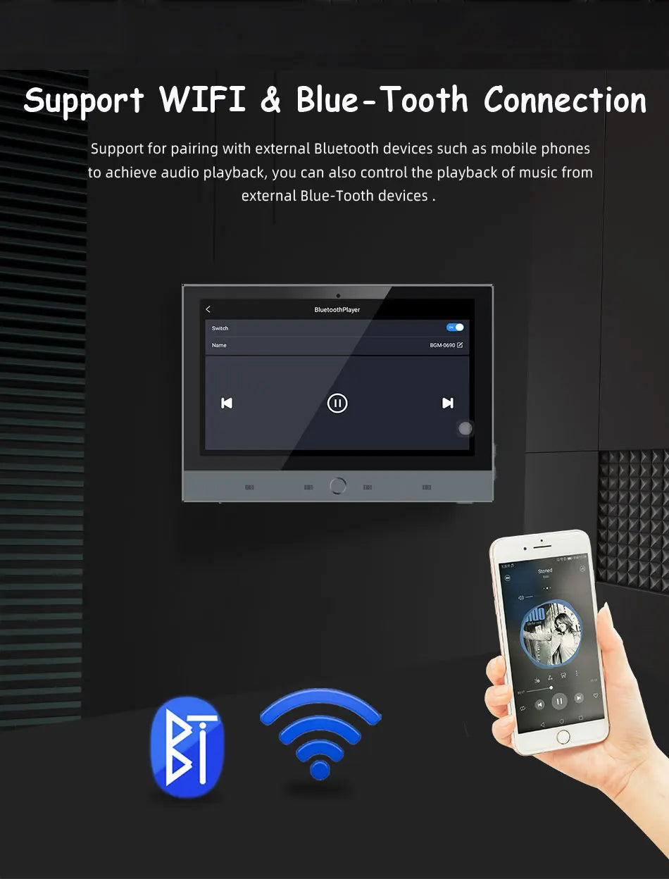 Karaoke WiFi Bluetooth 7 inch Screen Wall Amplifier Android Amp Smart Home Theater Sound System Mini Ceiling Speaker Residential