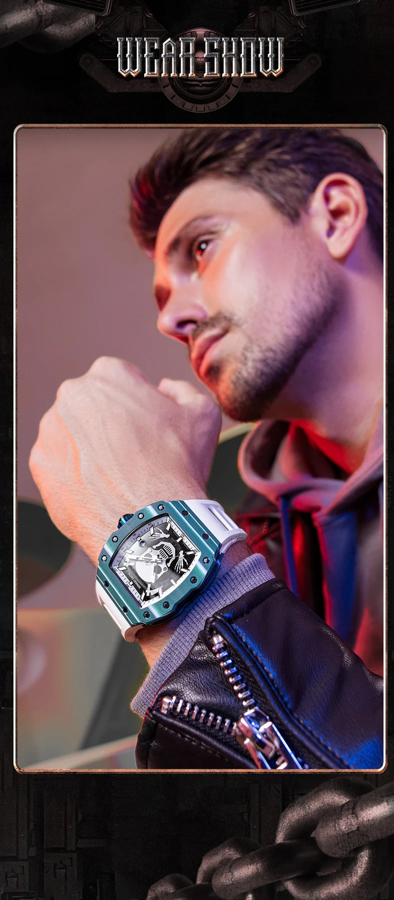 BONEST GATTI Watch for Men Man Automatic Watch Barrel Skeleton Carbon Fiber Men Skeleton Fashion Sports Style Man Watches