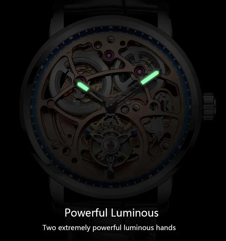 Haofa Skeleton Automatic Tourbillon Movement Men Watches 1931 Sapphire Tourbillon Mechanical Business Luxury Man Watch Hollow