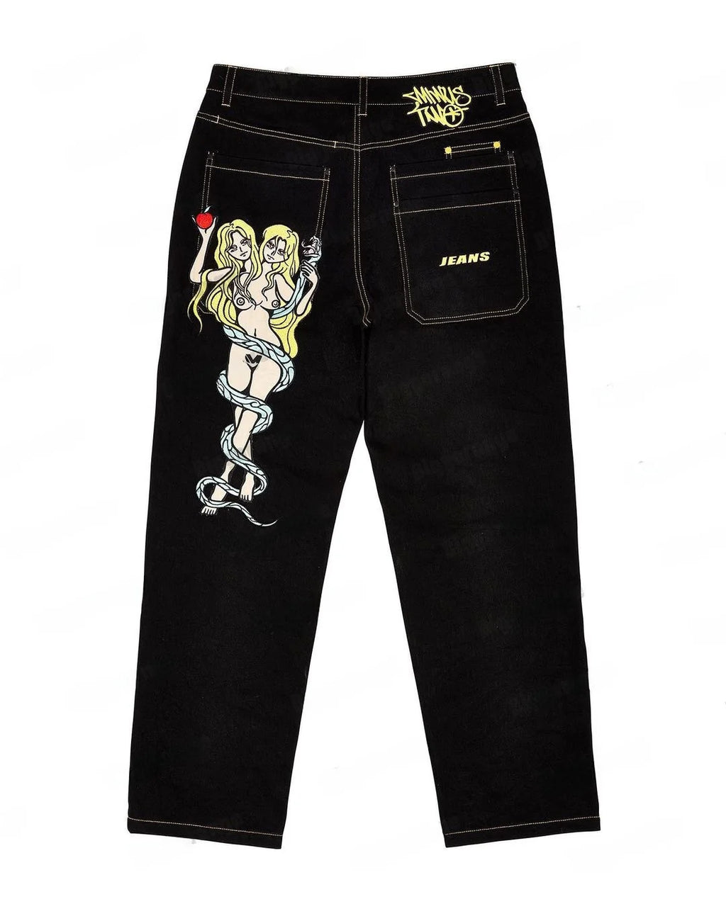 Anime Character Printed Loose Wide Leg Jeans Men's Hip Hop Style Casual Long Pants mid Waist Zipper Fly Comfortable Fit Jeans