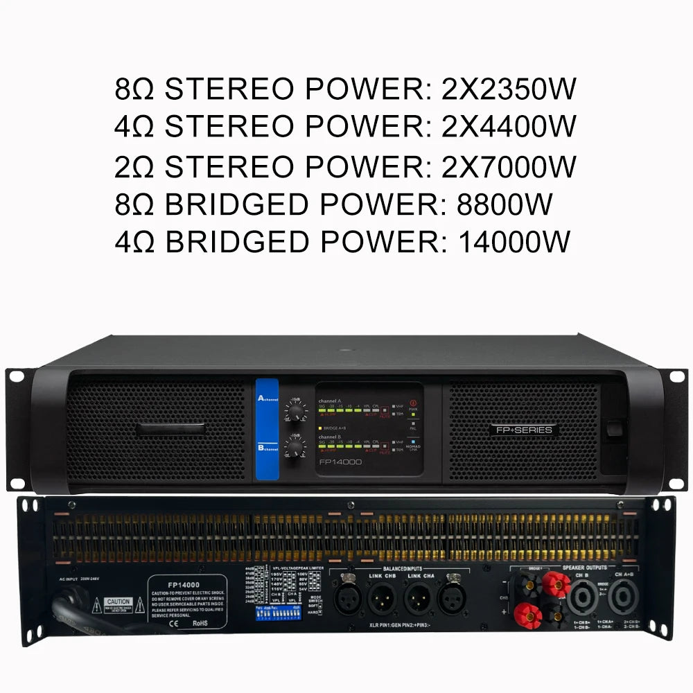 Original brand LOGO FP10000Q Professional Digital Power Amplifier 1x1350W 8OHM High Power Subwoofer Amplifier Line Array Speaker